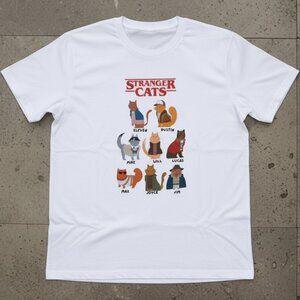 Stranger Things Stranger Cats Graphic T-Shirt | Cute Cat Parody Fan Tee